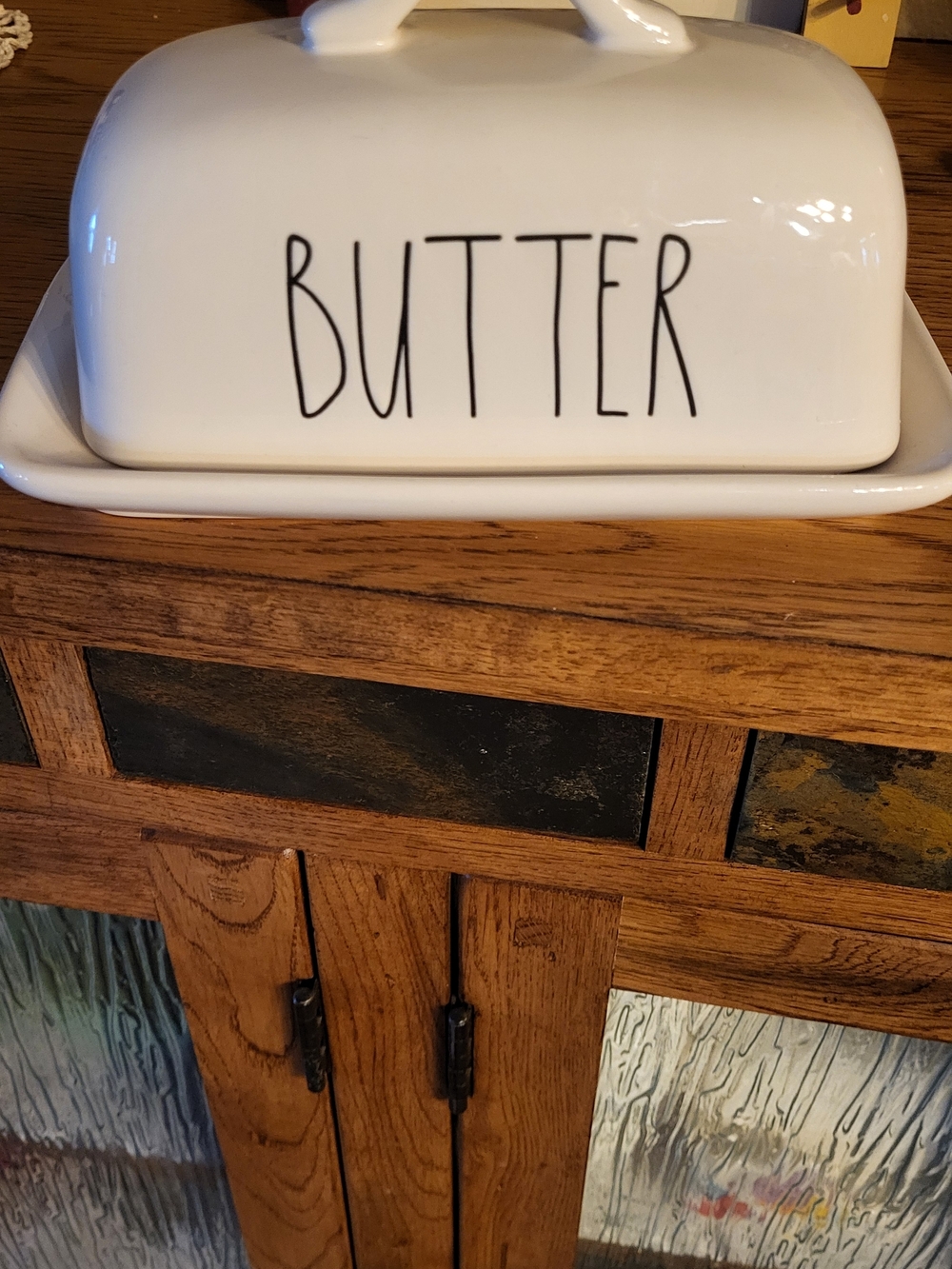 Rae Dunn White Ceramic Butter Crock with Black Lettering - Picture 2 of 6